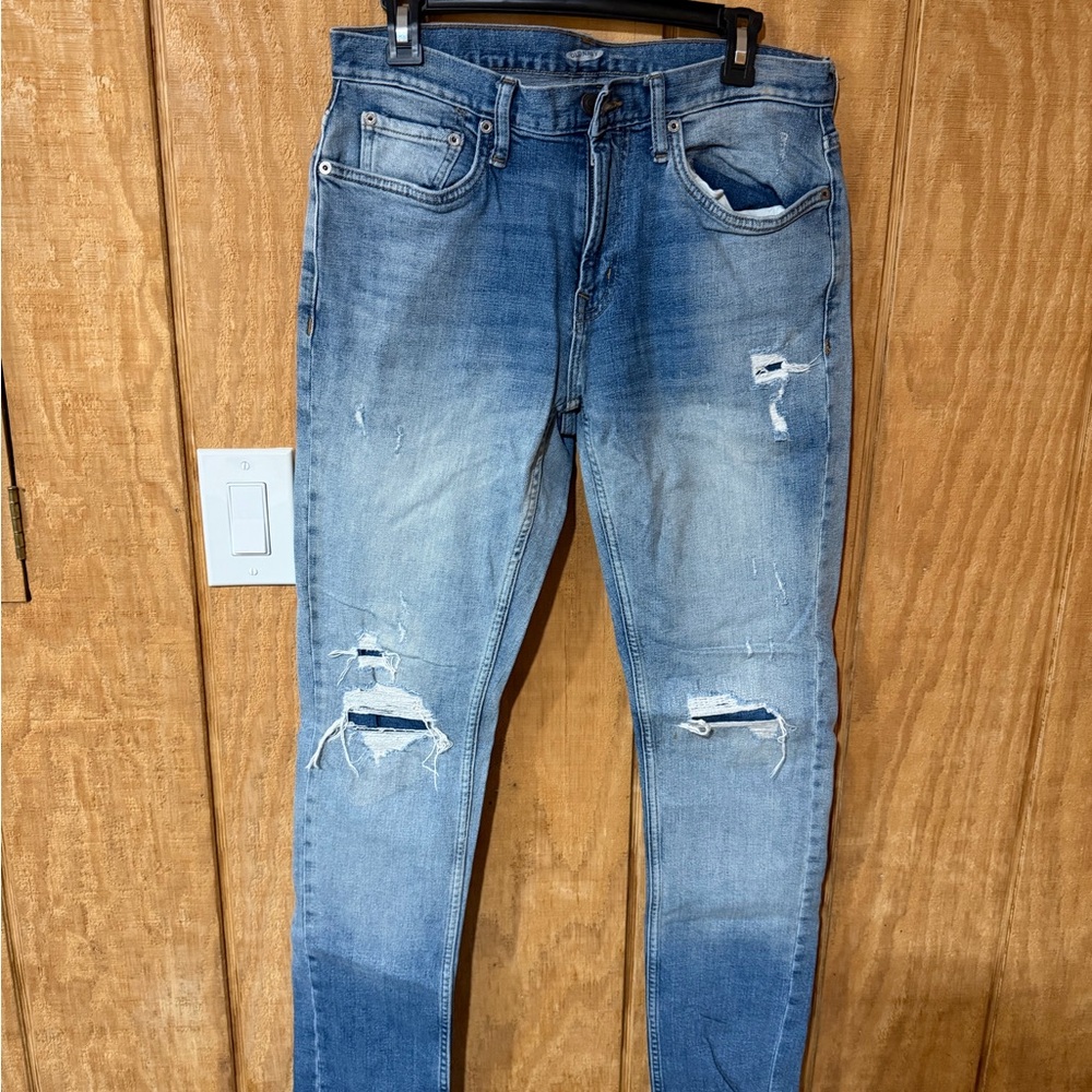 Old Navy Men's Light Blue Distressed Slim Jeans